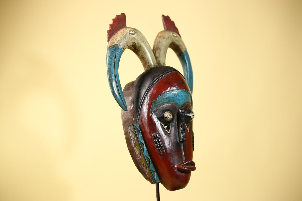 Large African Mask Guro Wooden Tribal Handmade Vintage Wall Art-G6107
