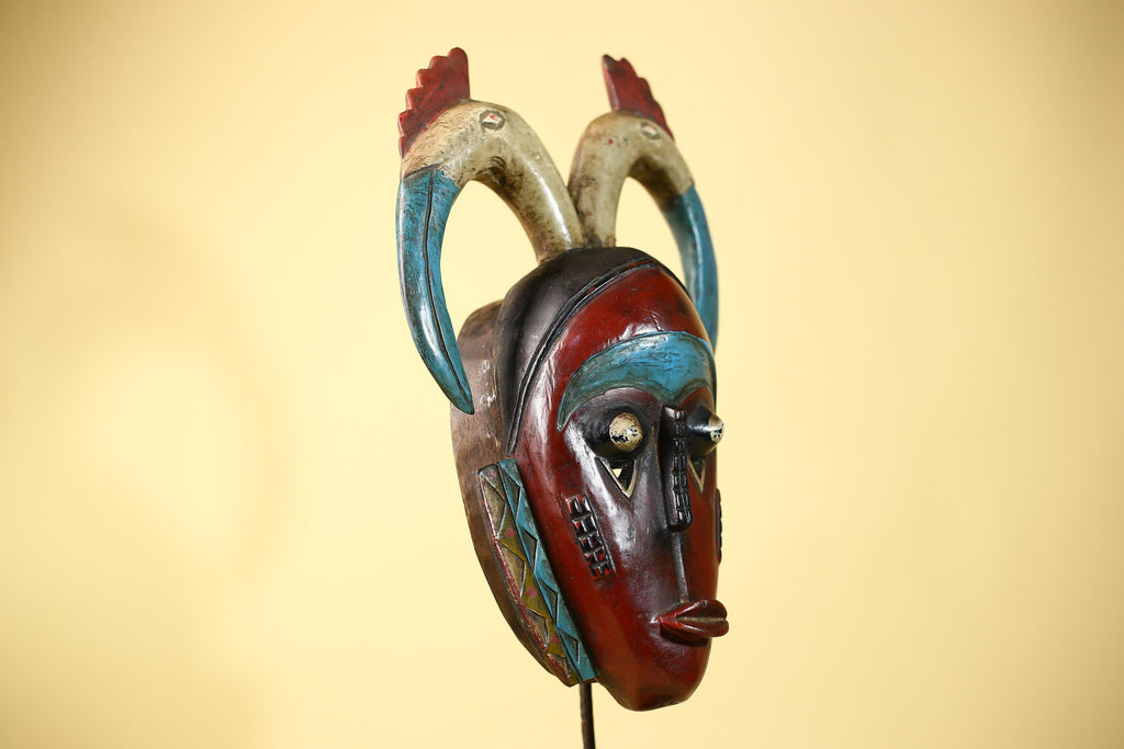 Large African Mask Guro Wooden Tribal Handmade Vintage Wall Art-G6107
