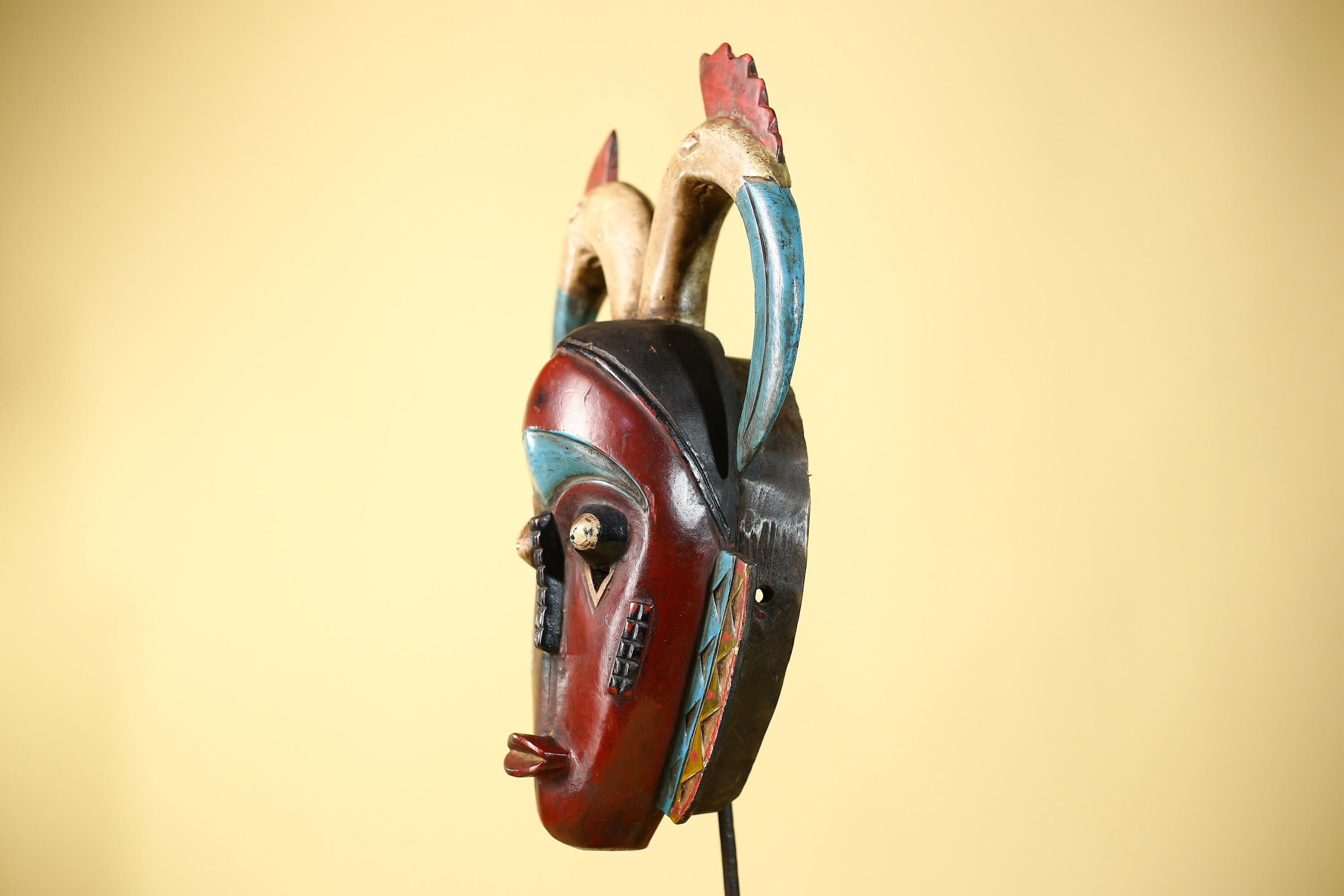 Large African Mask Guro Wooden Tribal Handmade Vintage Wall Art-G6107
