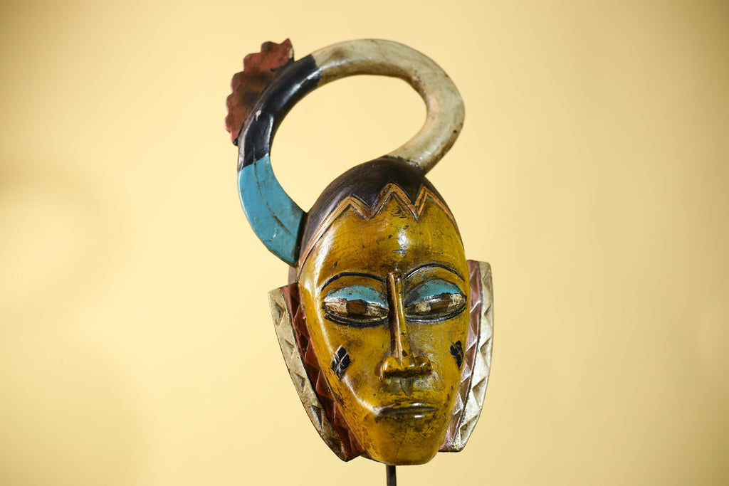 Handmade African Mask cote d'ivoire baule Wooden Vintage Tribal Wall Art -G6110