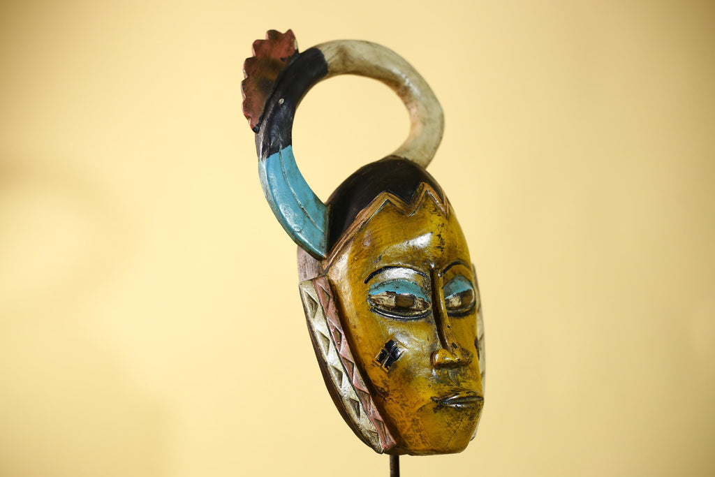 Handmade African Mask cote d'ivoire baule Wooden Vintage Tribal Wall Art -G6110