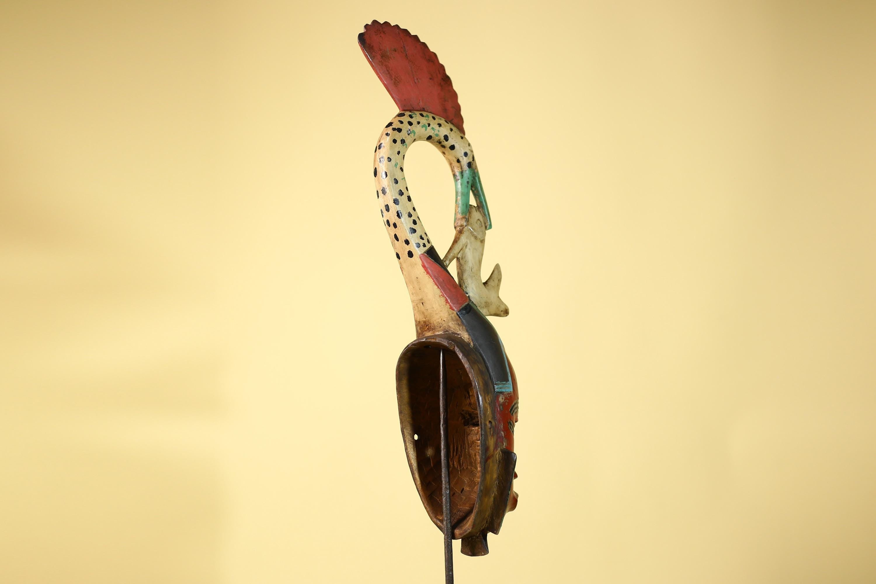 African Mask Baule Bird Crest Wooden African Art Wall Decor Tribal-G6111