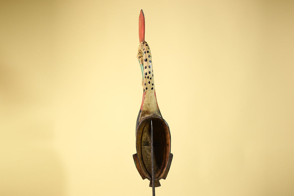 African Mask Baule Bird Crest Wooden African Art Wall Decor Tribal-G6111