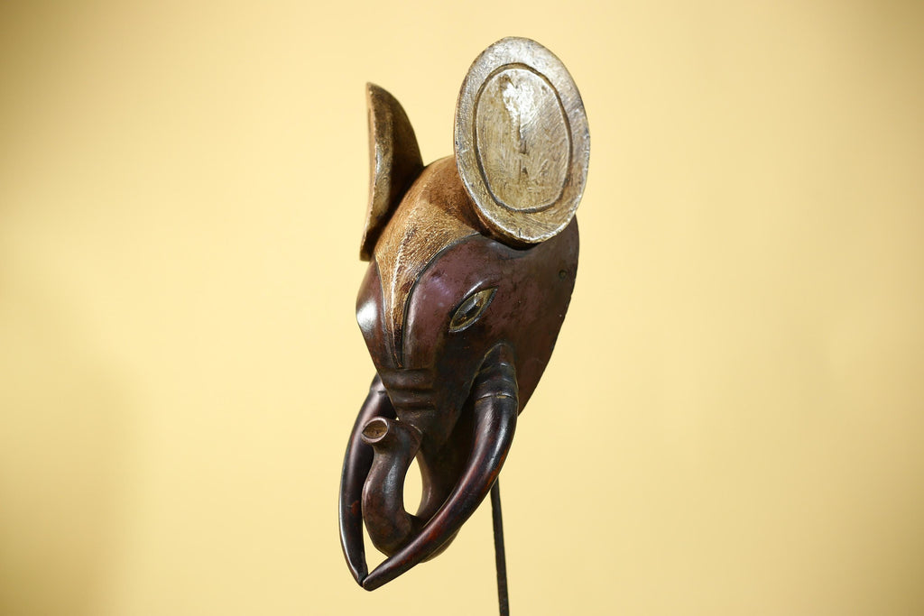 African Elephant Mask Wooden African Art Tribal Wall Decor Large-G6112