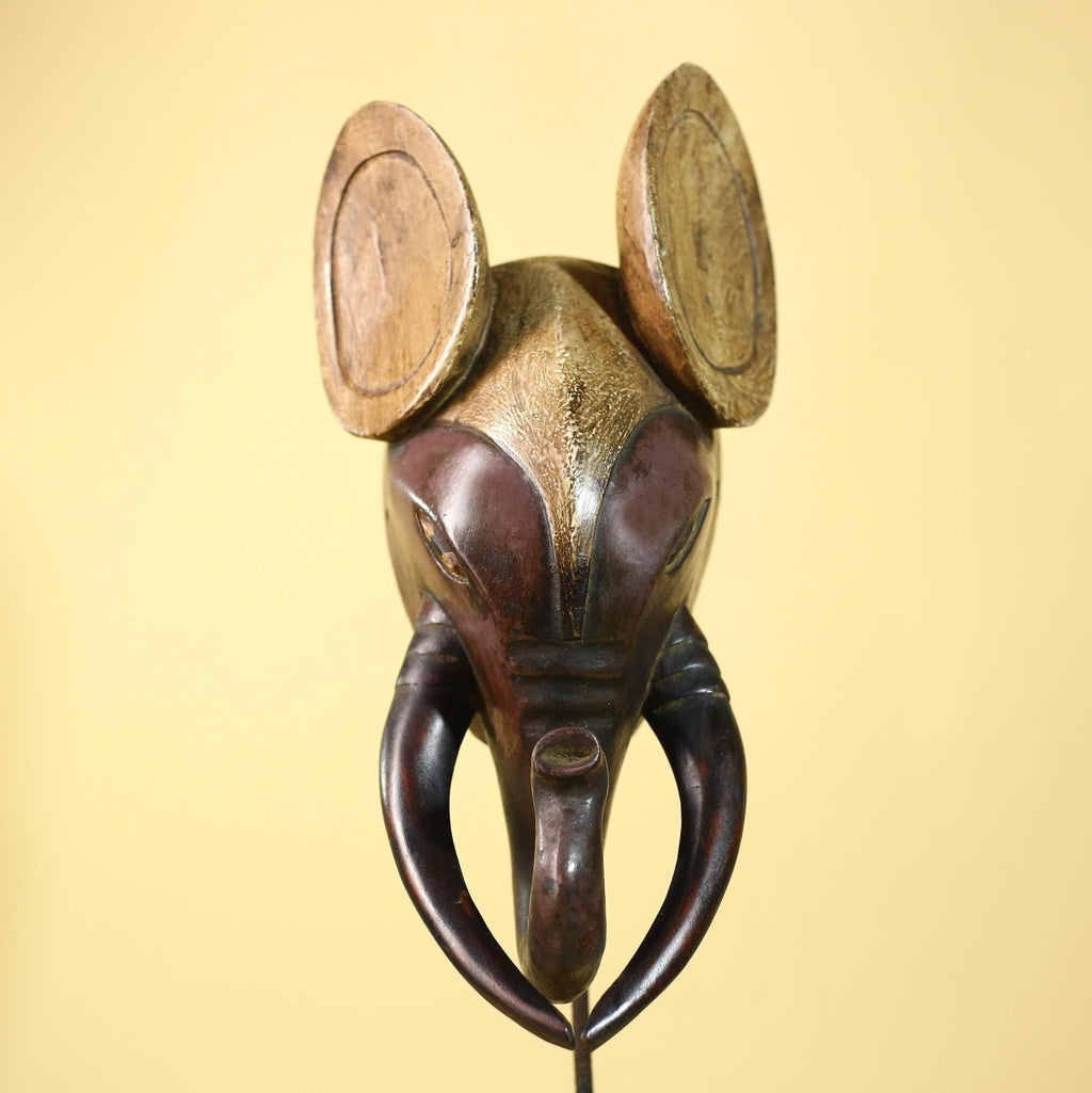 African Elephant Mask Wooden African Art Tribal Wall Decor Large-G6112