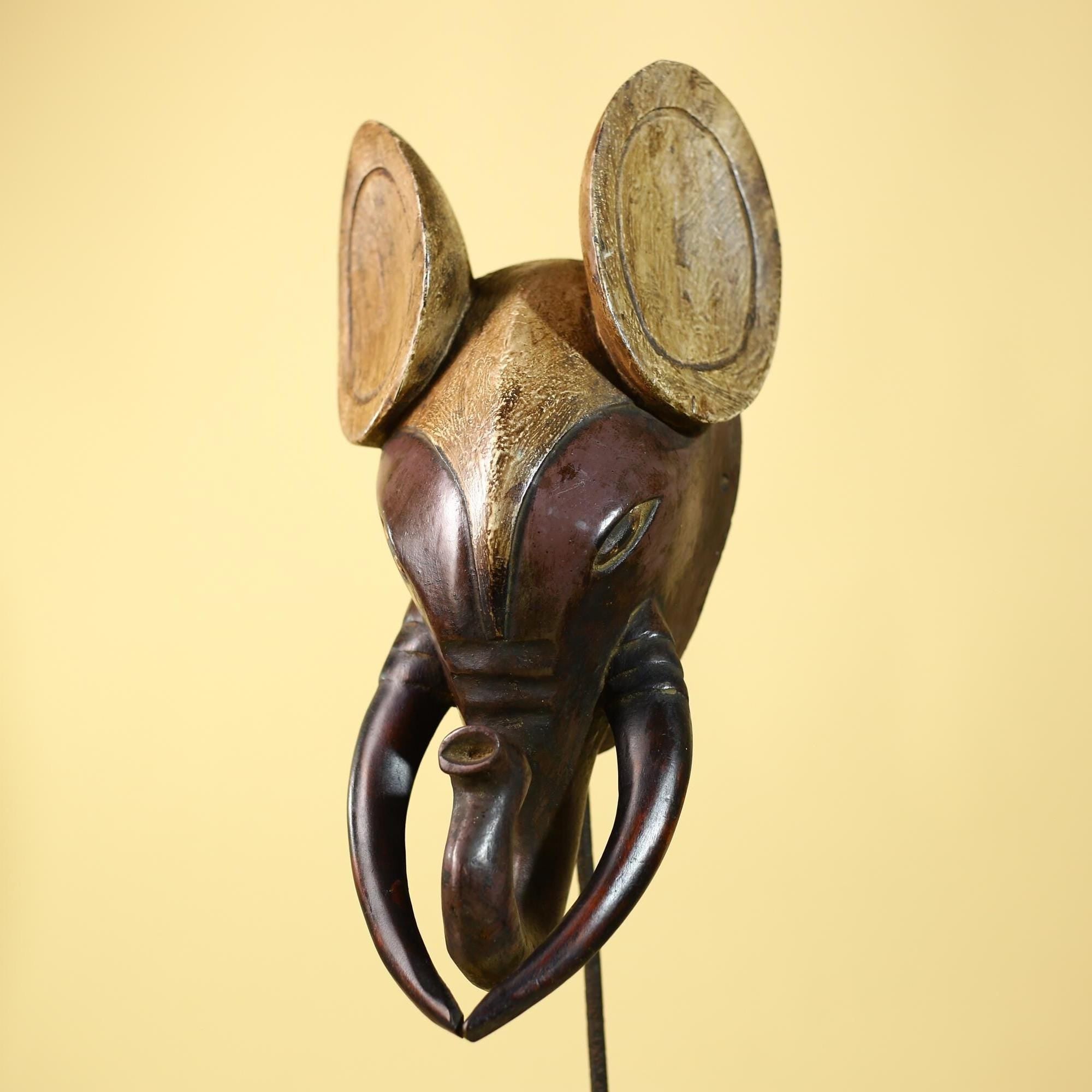 African Elephant Mask Wooden African Art Tribal Wall Decor Large-G6112