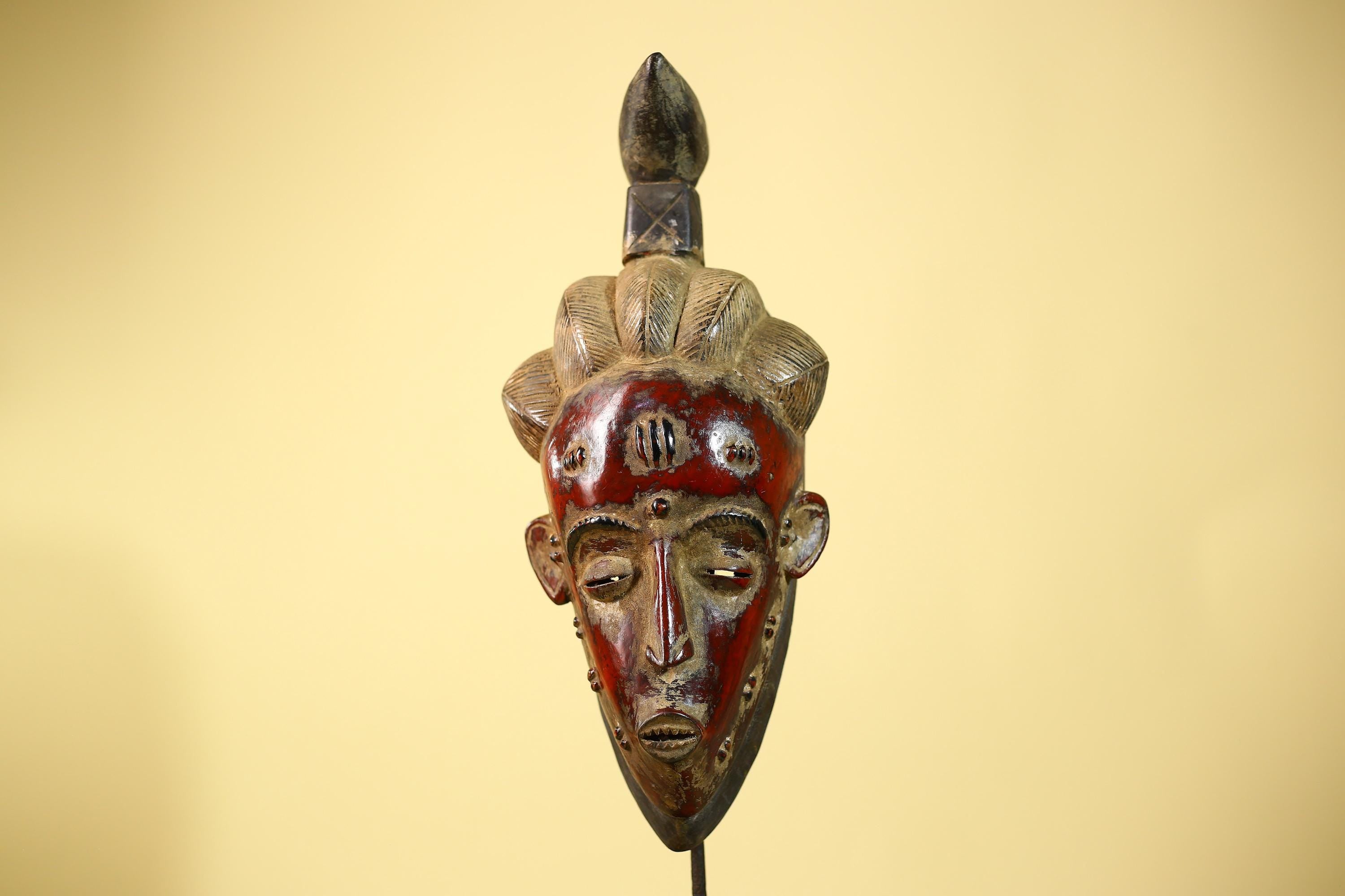 African Mask Baule Wooden African  Tribal Wall Art Vintage Decor-G6113