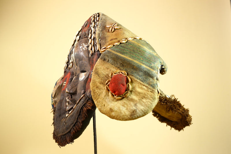 Vintage Dan Deangle Mask Cowrie Shell Ceremonial African Tribal Art Liberia-G5994