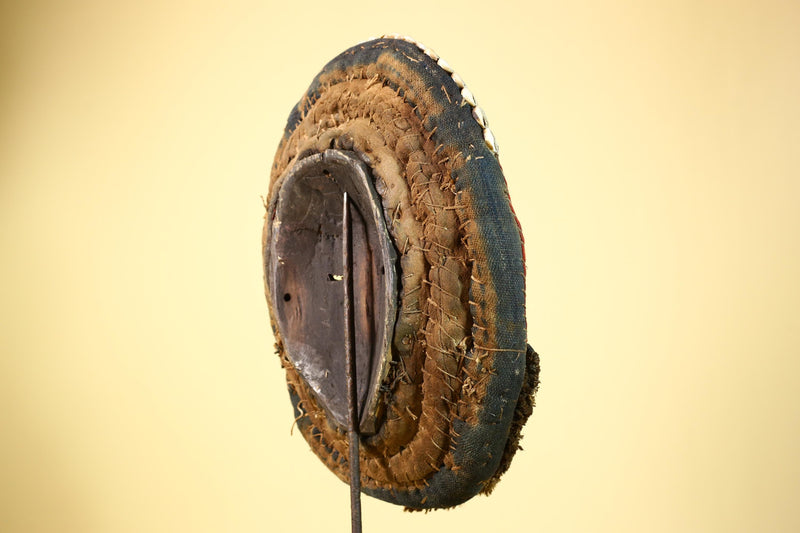 African Dan Tribal Mask Cowrie Shells Red Cloth Ceremonial Art Mask -G5997