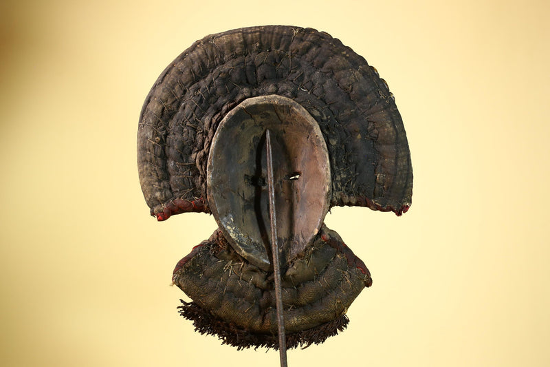 Vintage Dan African Tribal Mask Cowrie Shells Red Textile  Authentic Mask -G5998