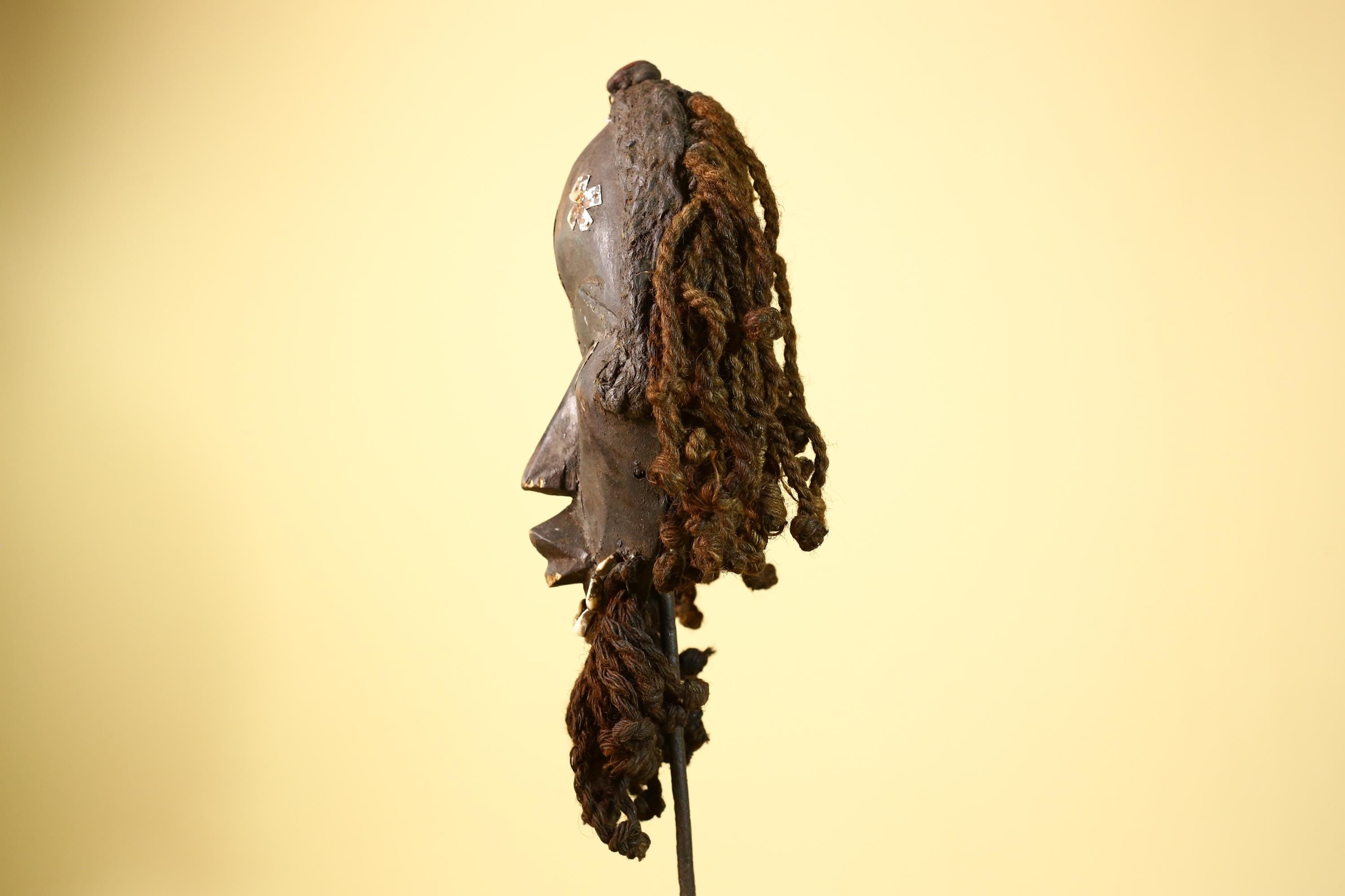 Antique Dan Mask Côte d'Ivoire Tribal Art Cowrie Shell Braided Handcrafted -G6001