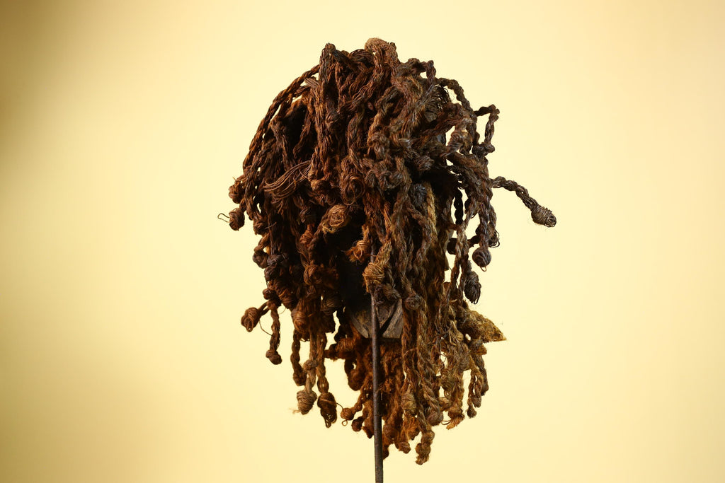 African Vintage Dan Mask Côte d'Ivoire Tribal Art With Cowrie & Braided  -G6003