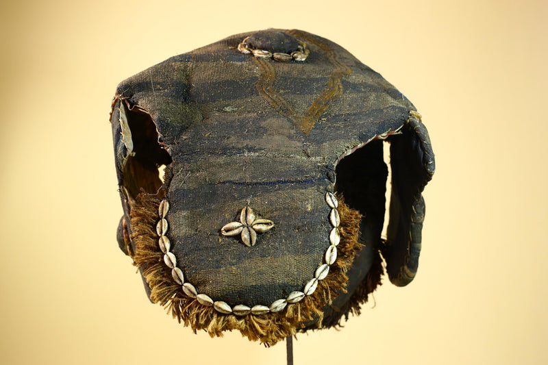 Vintage Dan Cowrie Shell Ceremonial African Tribal Mask Hand-Carved Wood-G6004