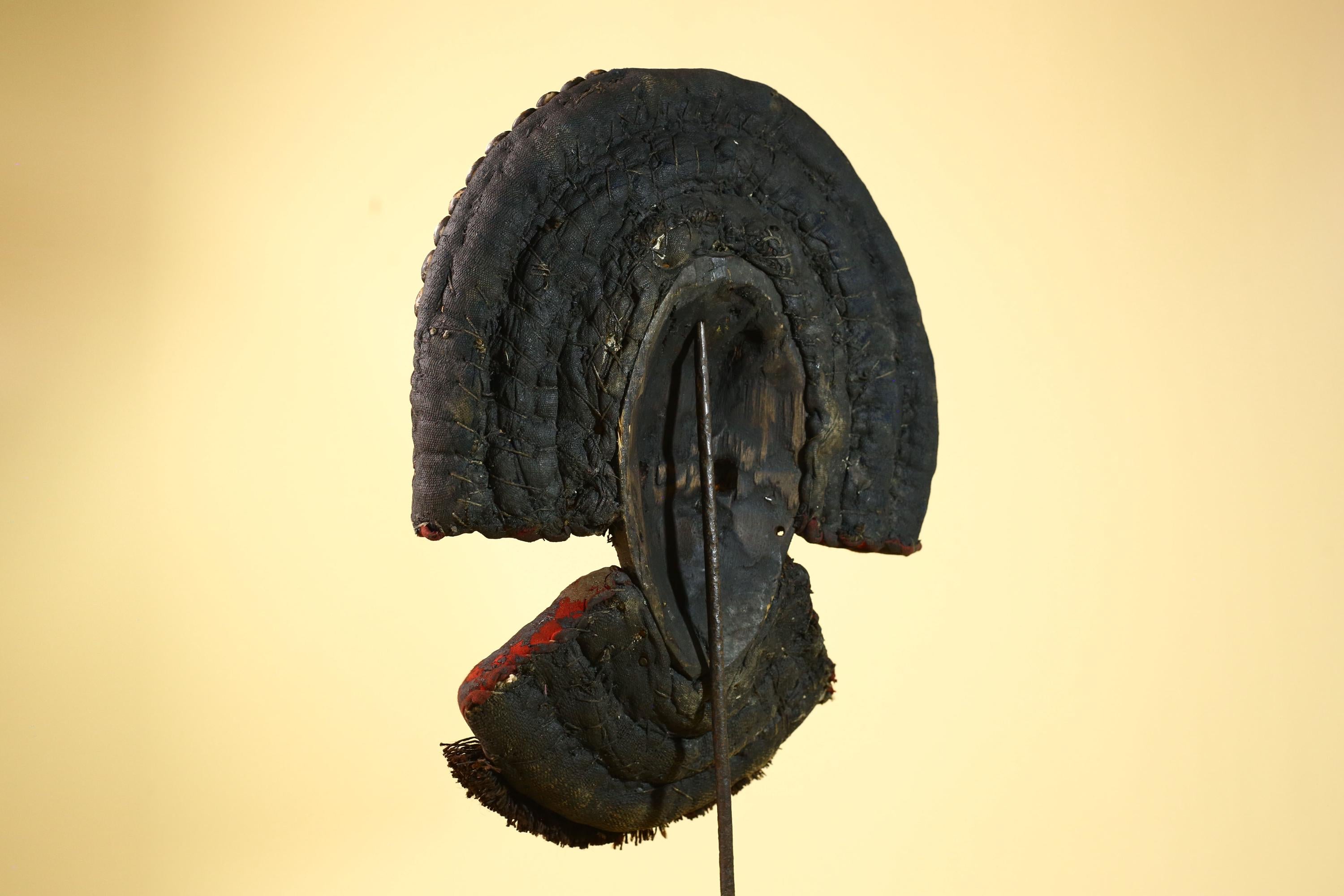 African Vintage Dan Mask Cowrie Shell Textile Côte d'Ivoire Tribal Art -G6007