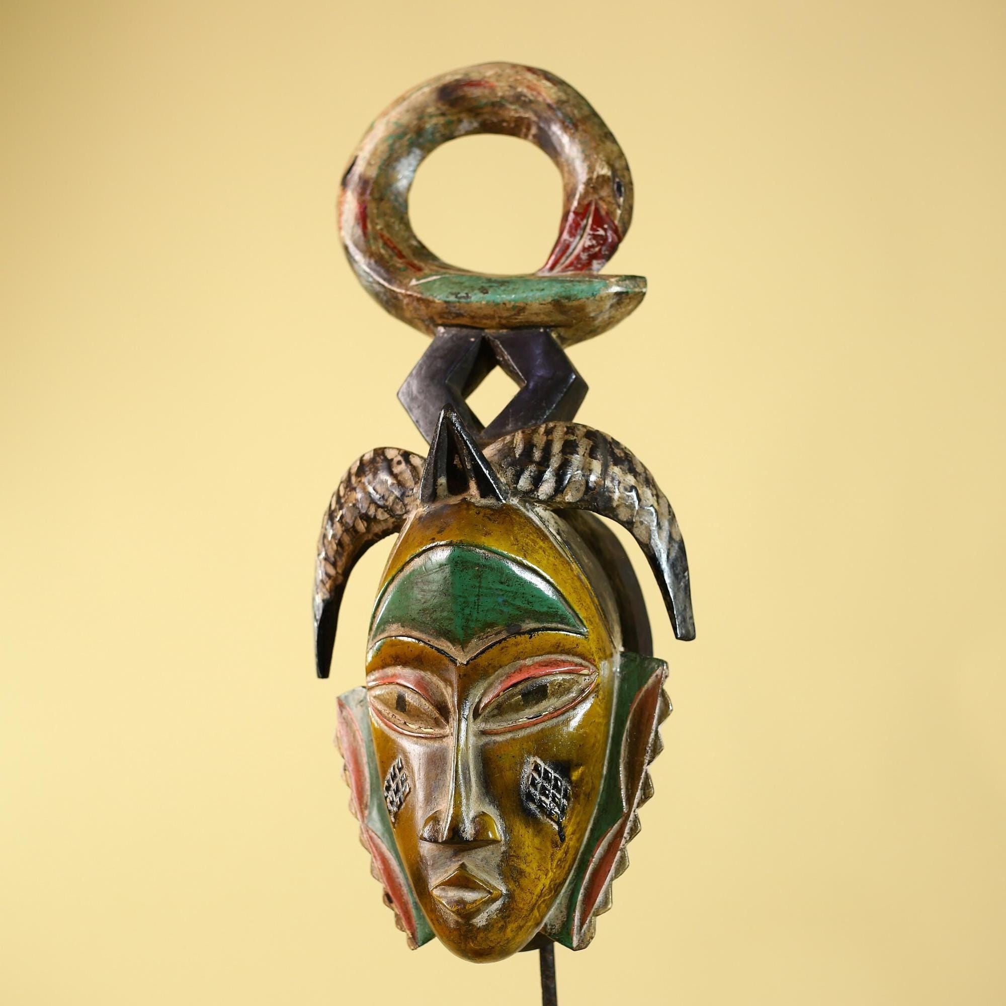 Handmade African Baule Ring Crest Wooden African Art Tribal Wall Decor-G6118
