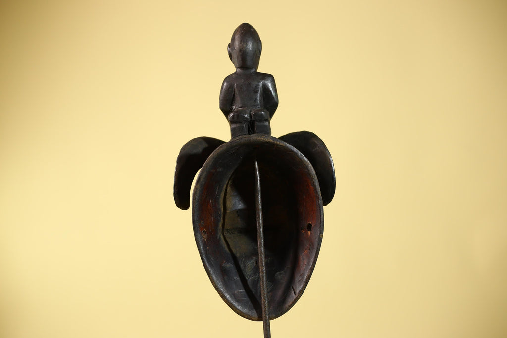 Hand Carved Baule Figure Crest Wooden African Art Tribal Wood Sculpture-G6119