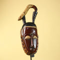 Hand Carved Baule Hooked Crest Wooden Tribal Mask Rare Collector Piece-G6120