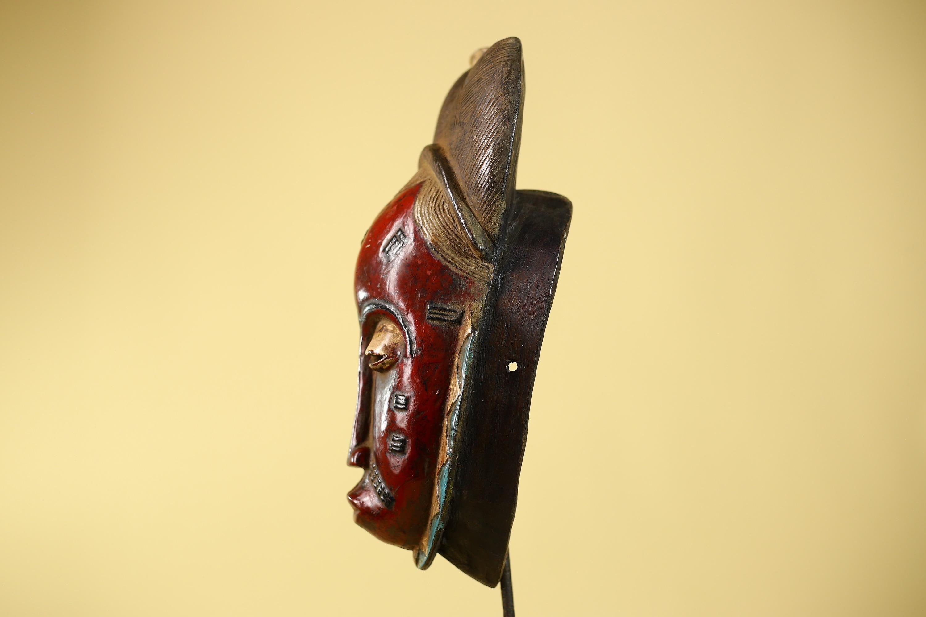 Hand Carved Guro  African Mask Tribal Wall Art: Authentic African Wood Sculpture-G6124