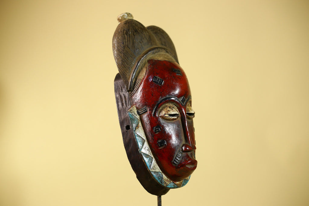 Hand Carved Guro  African Mask Tribal Wall Art: Authentic African Wood Sculpture-G6124