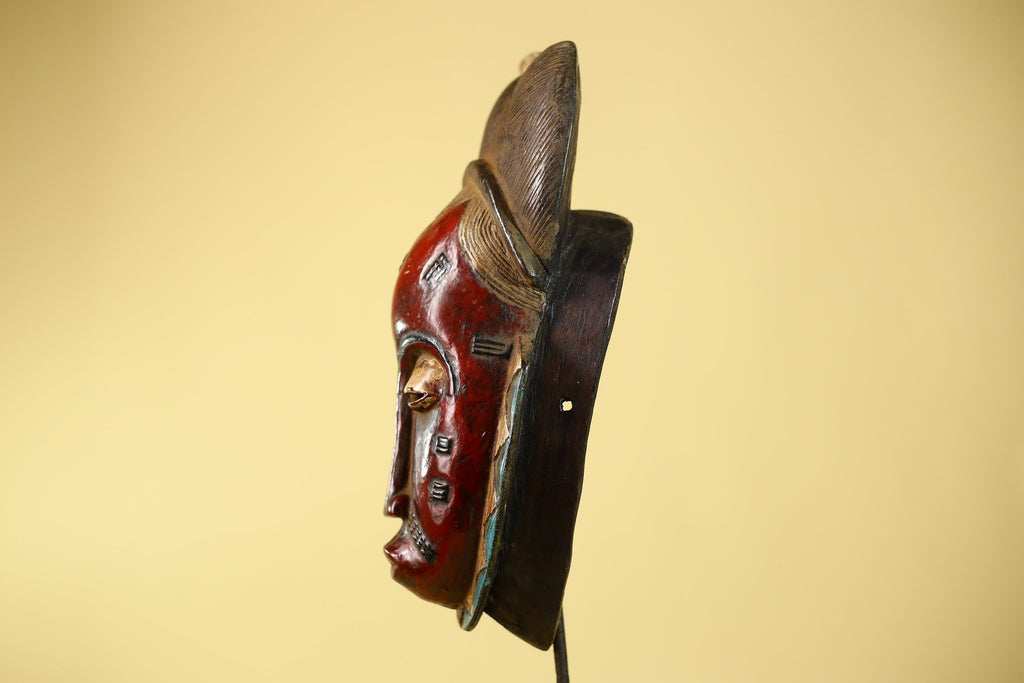 Hand Carved Guro  African Mask Tribal Wall Art: Authentic African Wood Sculpture-G6124