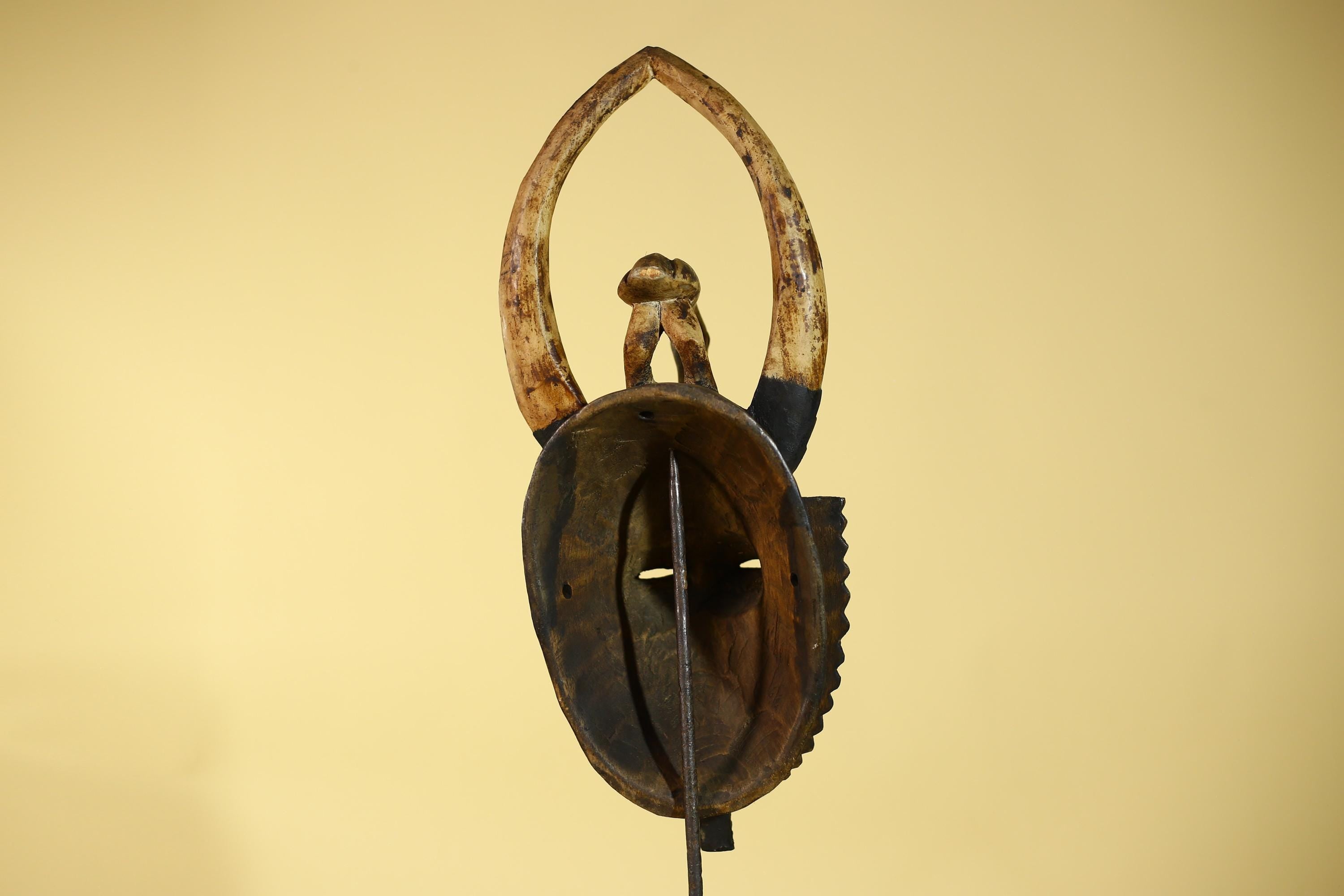 African Guro Horned Mask with Bird Crest Hand Carved Wall Art-G6130