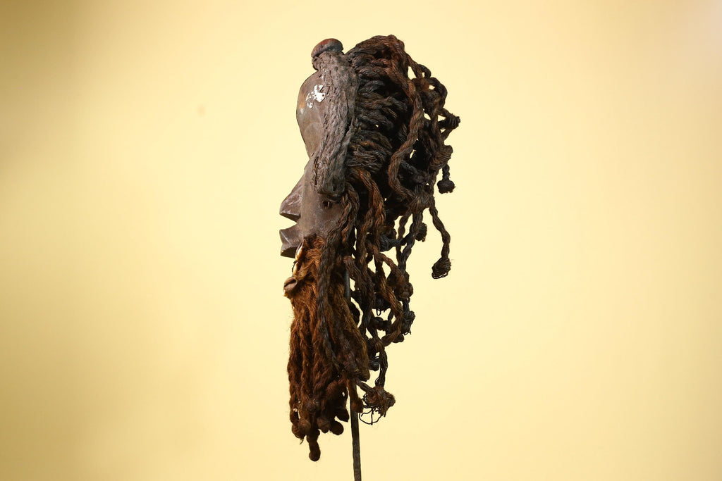 Antique Dan Mask with Braided Beard Cowrie Detail African Ritual Art-G6012