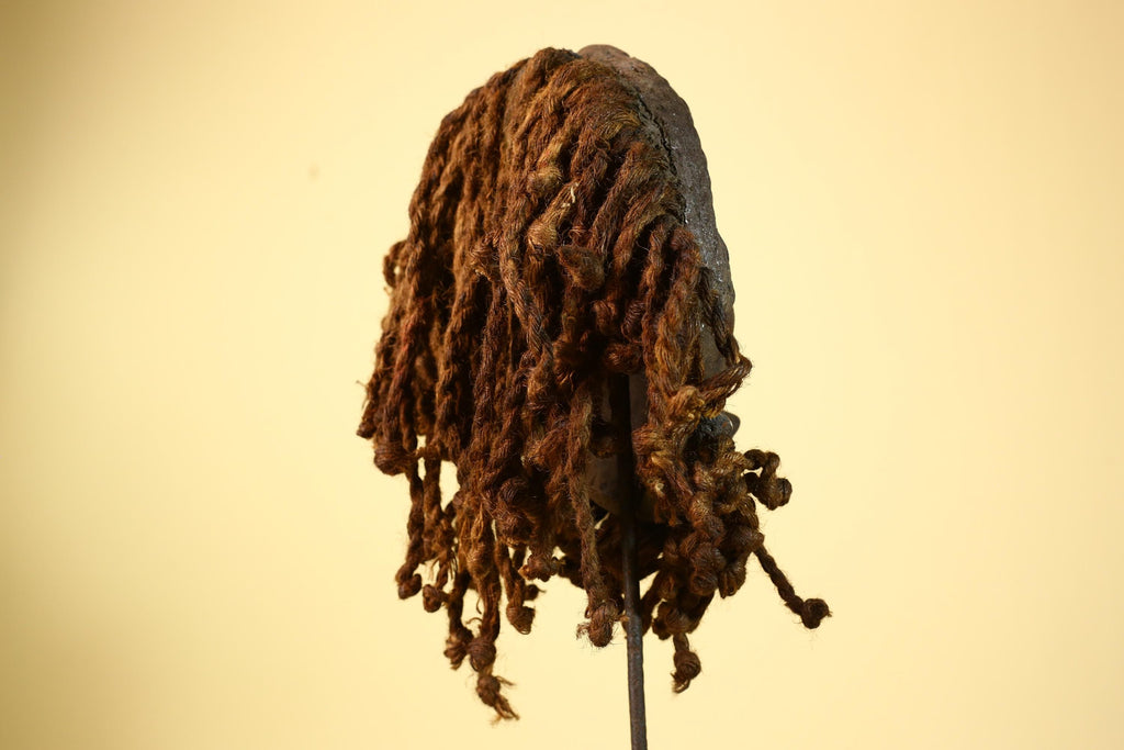 Antique Dan Mask Côte d'Ivoire African Tribal Art Cowrie Braids Metal Art-G6013