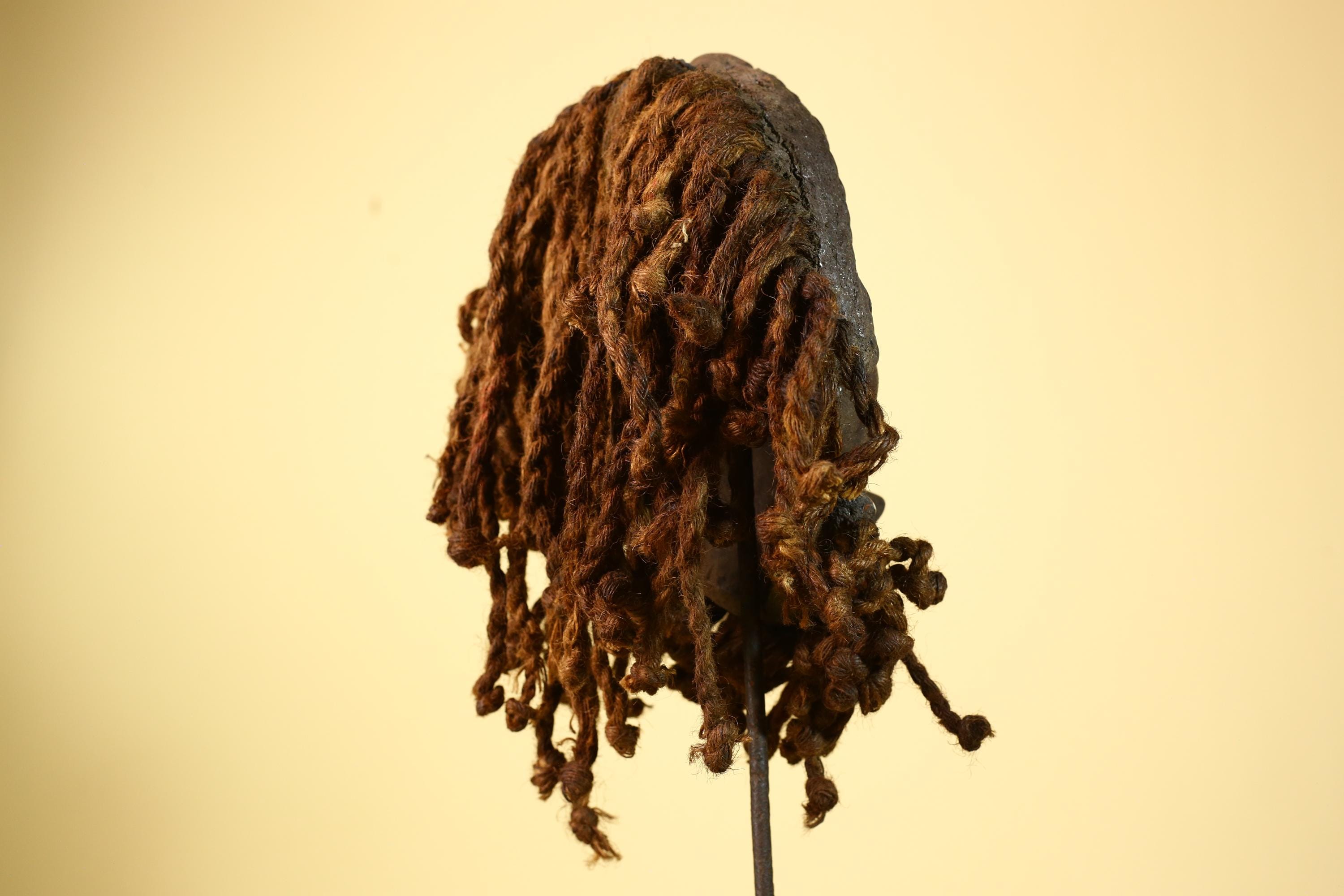 Antique Dan Mask Côte d'Ivoire African Tribal Art Cowrie Braids Metal Art-G6013