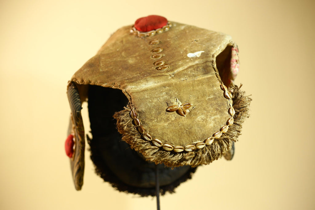 Antique Dan African Mask with Cowrie Shells Hood Tribal Ceremonial Mask-G6015