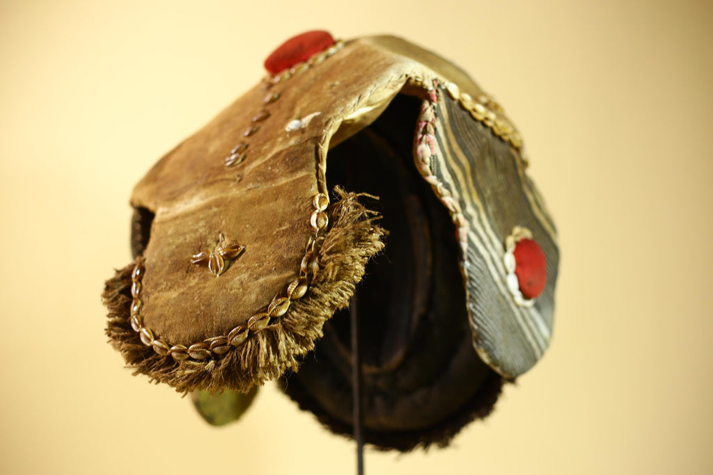 Antique Dan African Mask with Cowrie Shells Hood Tribal Ceremonial Mask-G6015