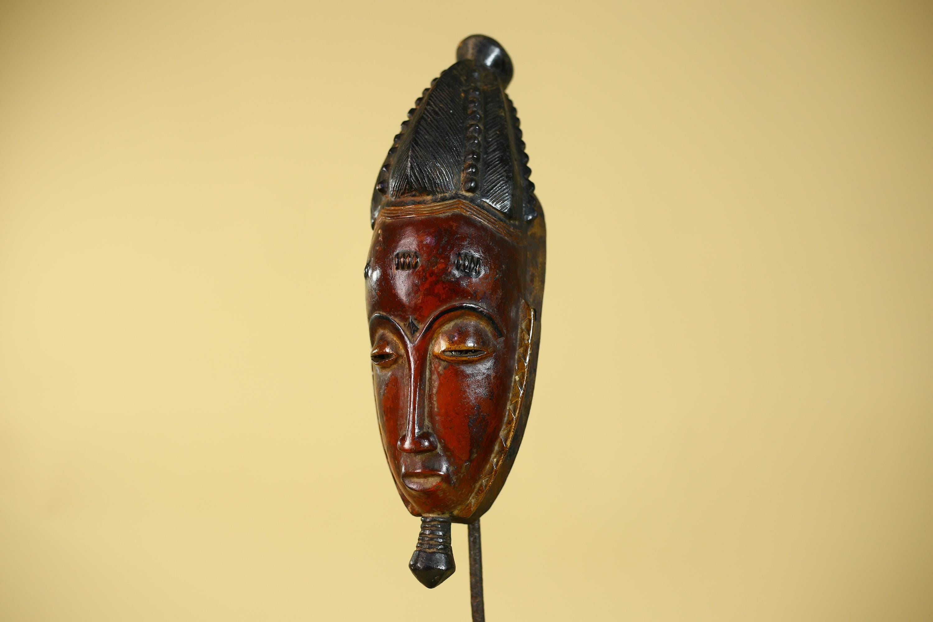 Vintage Baule African Mask Hand Carved Wood Tribal Wall Art-G6134