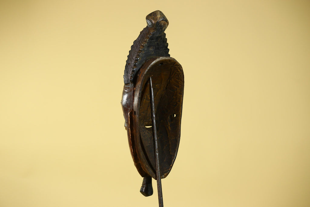 Vintage Baule African Mask Hand Carved Wood Tribal Wall Art-G6134