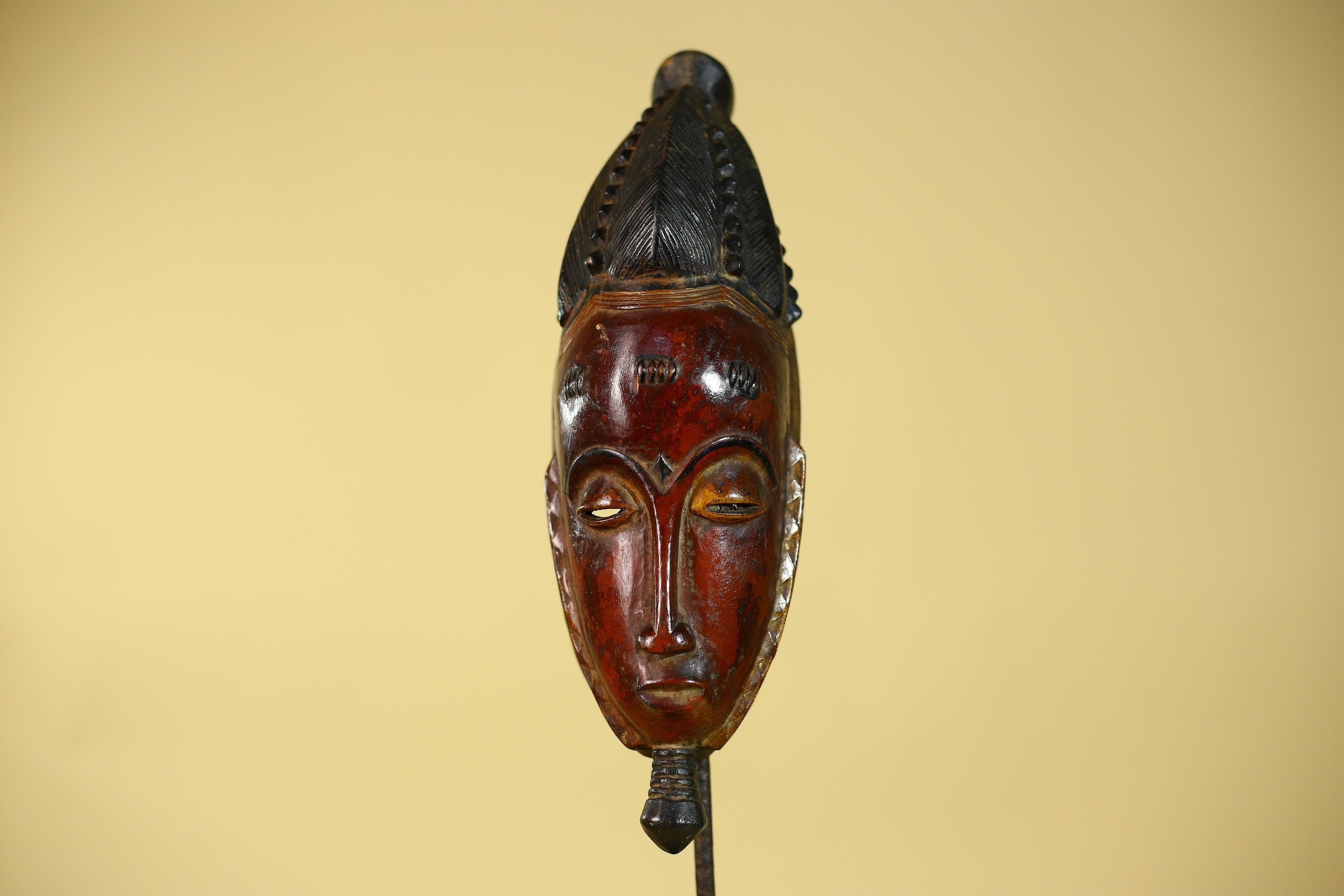 Vintage Baule African Mask Hand Carved Wood Tribal Wall Art-G6134
