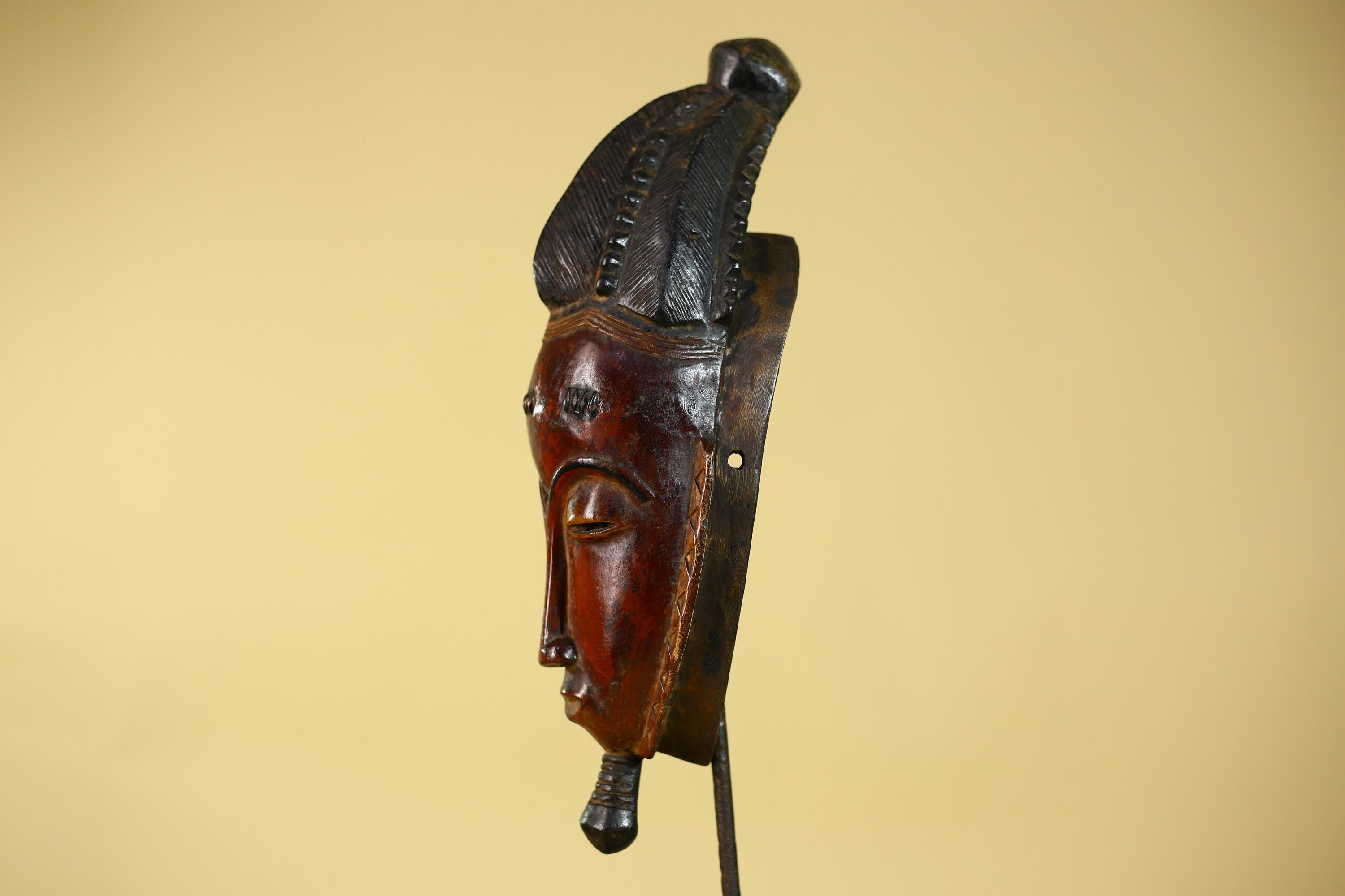 Vintage Baule African Mask Hand Carved Wood Tribal Wall Art-G6134