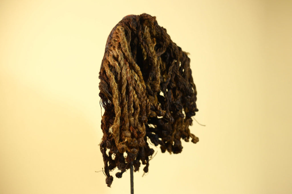 Vintage Dan Tribal Mask with Cowrie Beads & Braided Fiber – African Art-G6021
