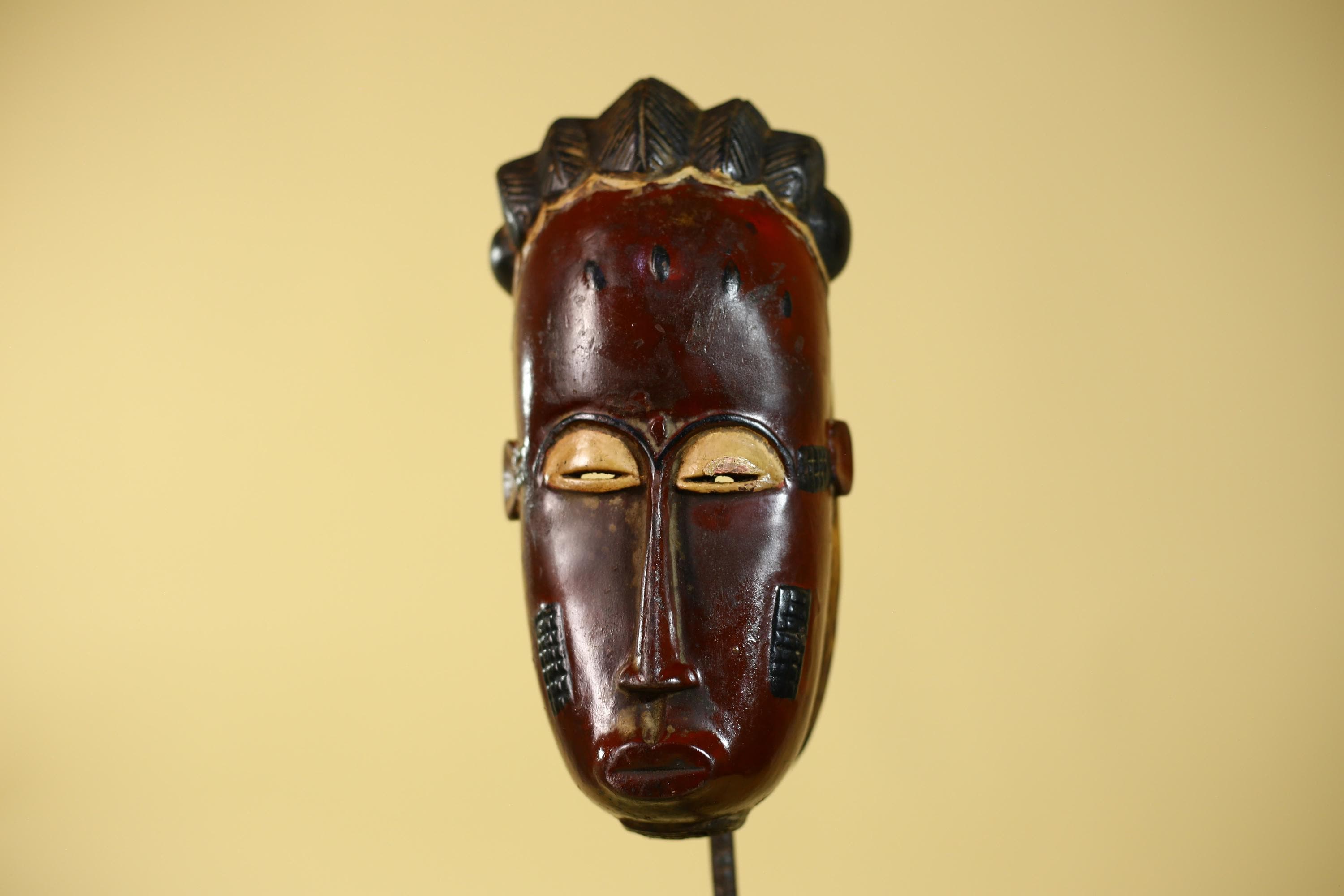 Handmade Baule African Mask : Hand Carved Wood Tribal Wall Art Decor-G6135