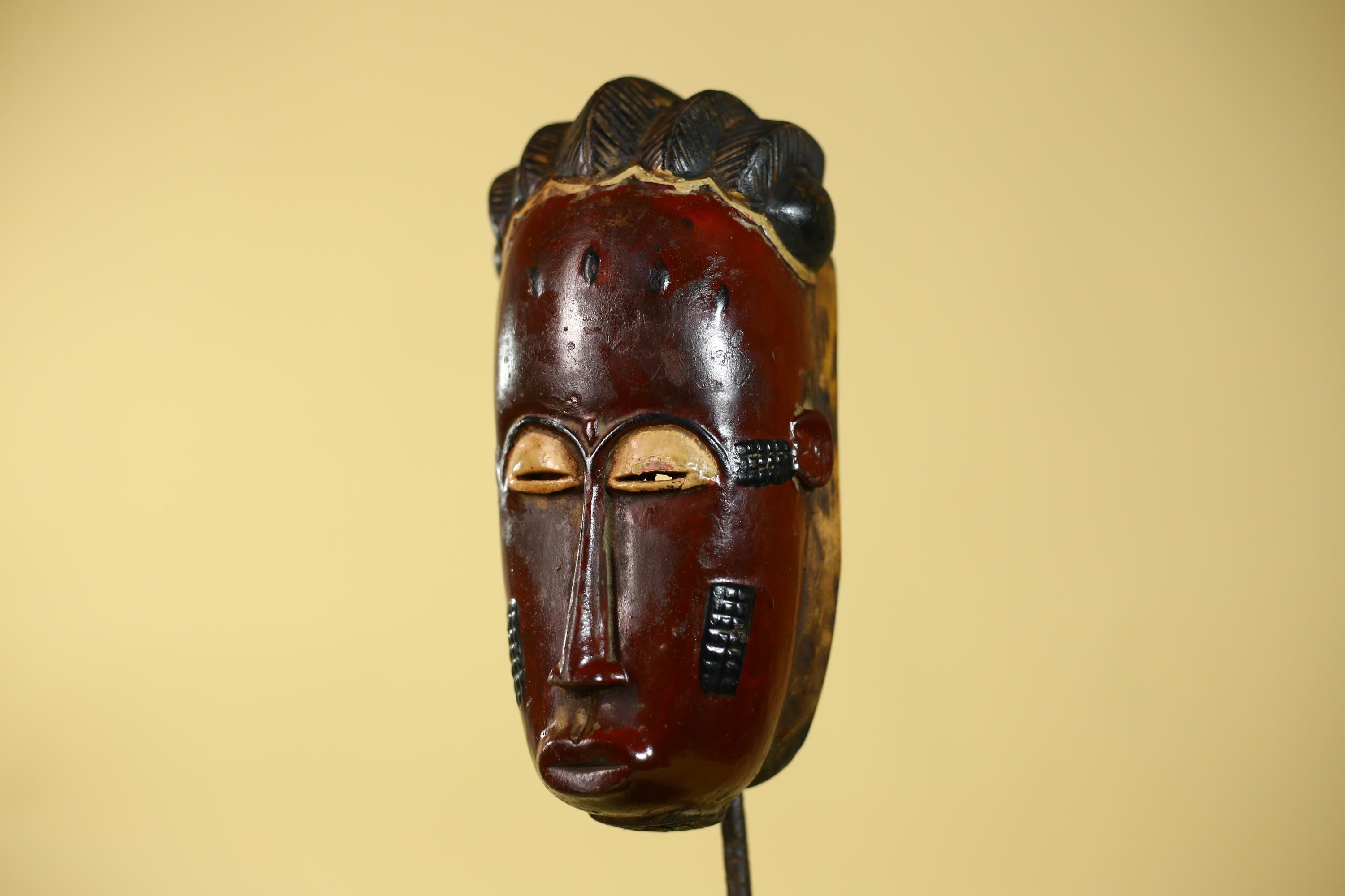 Handmade Baule African Mask : Hand Carved Wood Tribal Wall Art Decor-G6135