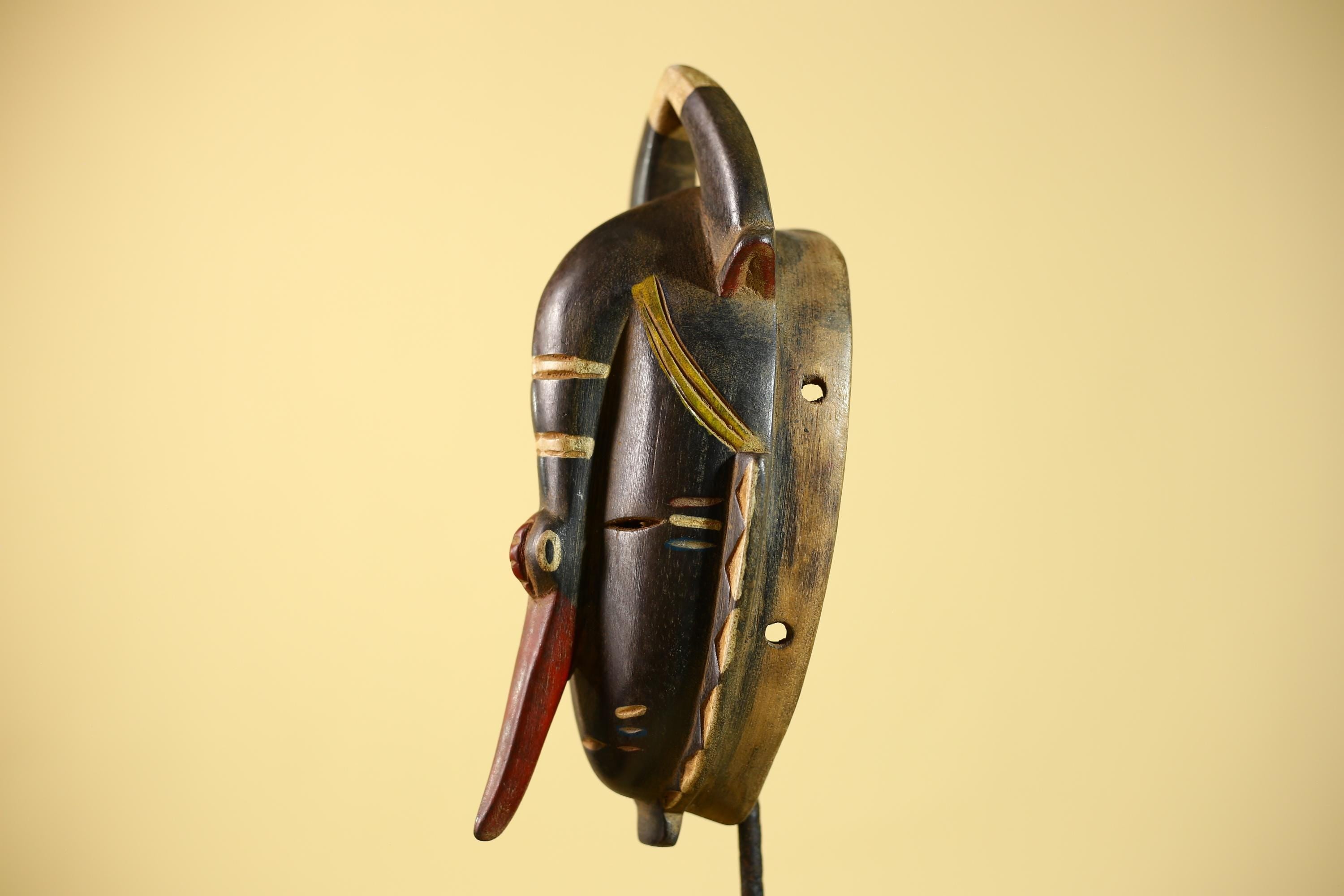 African Vintage Guro Bird-Nose Face Mask – Hand Carved Wood Wall Art-G6024