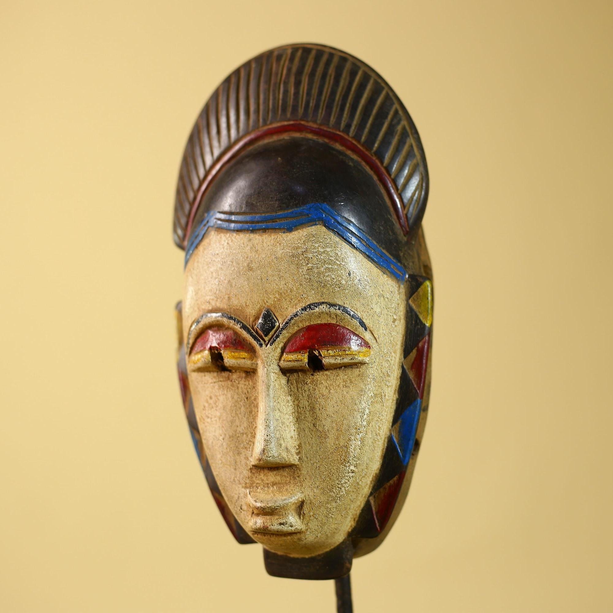 African Vintage Guro Hand-Carved Wood Wall Art–Collectible Ethnic Decor-G6025