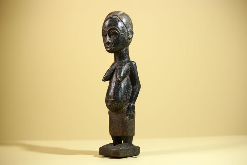 African Vintage Female Fertility Statue – Hand-Carved Ethnographic Statue-G6027