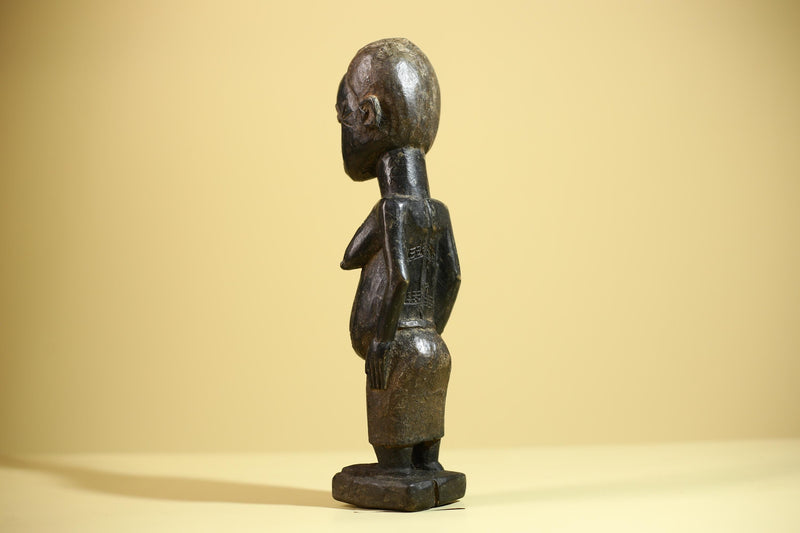 African Vintage Female Fertility Statue – Hand-Carved Ethnographic Statue-G6027