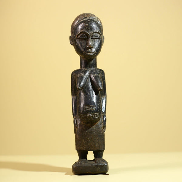 African Vintage Female Fertility Statue – Hand-Carved Ethnographic Statue-G6027