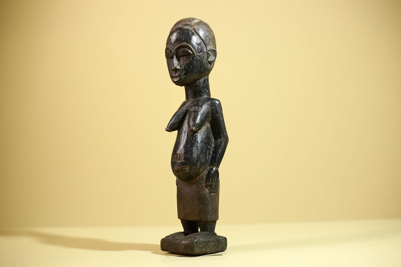 African Vintage Female Fertility Statue – Hand-Carved Ethnographic Statue-G6027