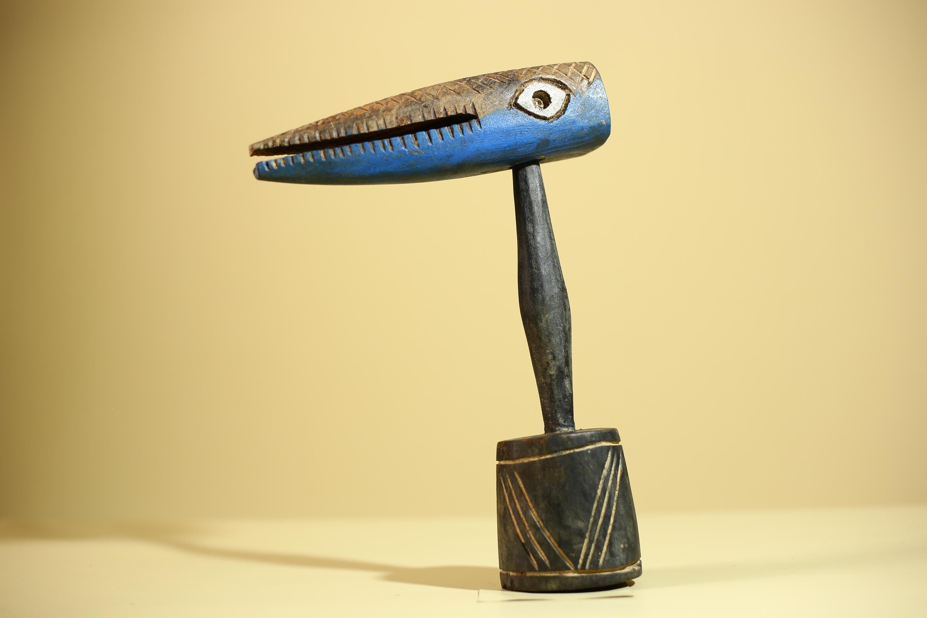 African Vintage Bamana Bird Statue Mali Art Hand-Carved Beak Figure Decor-G6029