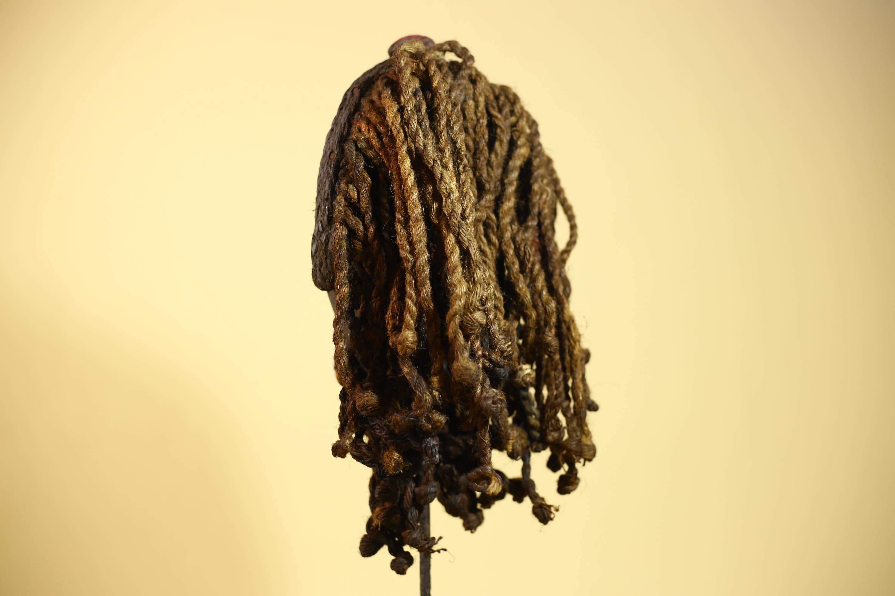 African Dan Mask Côte d'Ivoire Tribal Art Cowrie Fiber Beard Braided Hair-G6031