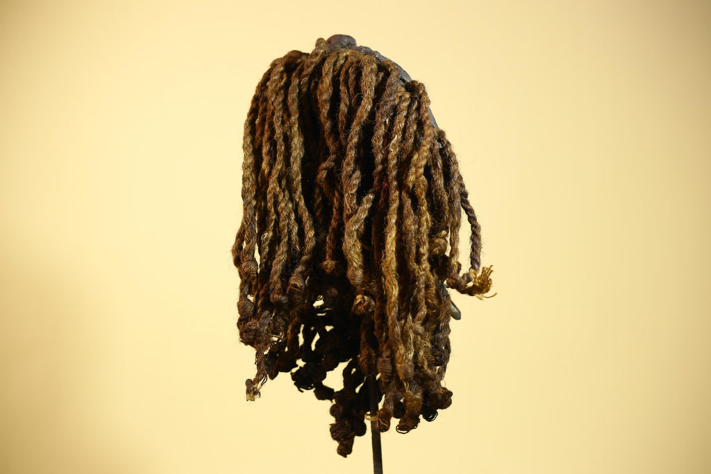 African Dan Mask Côte d'Ivoire Tribal Art Cowrie Fiber Beard Braided Hair-G6031