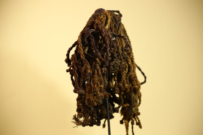 Vintage Dan African Mask Cowrie Shell Fiber Mask Tribal Carved Ritual Mask-G6032