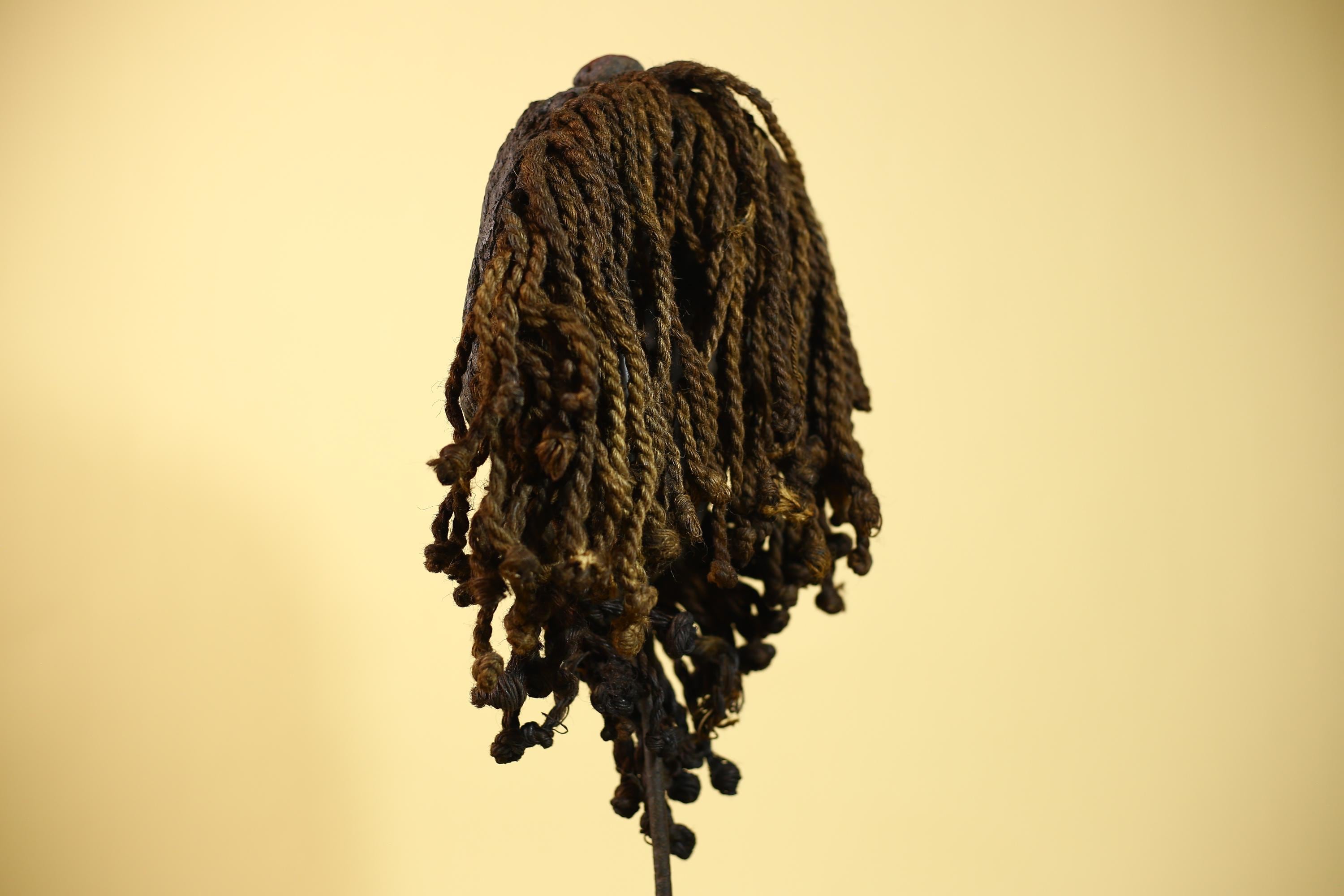 Authentic African Dan Mask With Braided Fibre Hair & Cowrie Details Mask-G6033