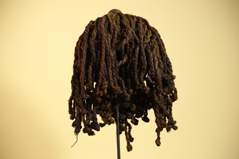 Antique Dan Mask with Braided Beard & Metal Inlays African Collectible Art-G6035