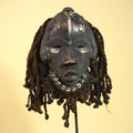 Antique Dan Mask with Braided Beard & Metal Inlays African Collectible Art-G6035